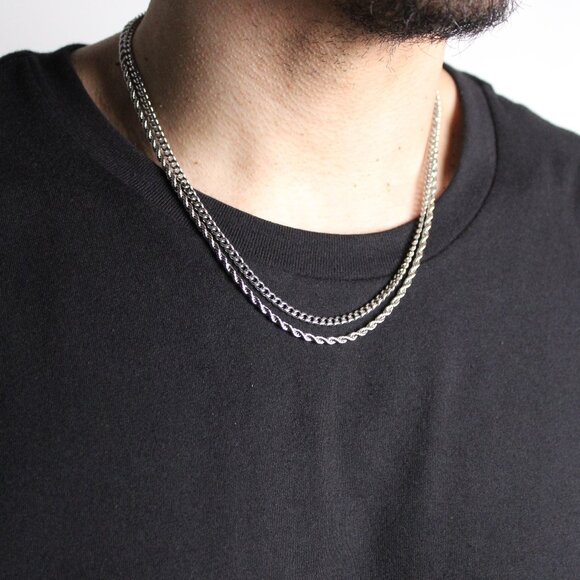 Silver Chain Set - Cuban Link & Rope - Picture 3 of 5